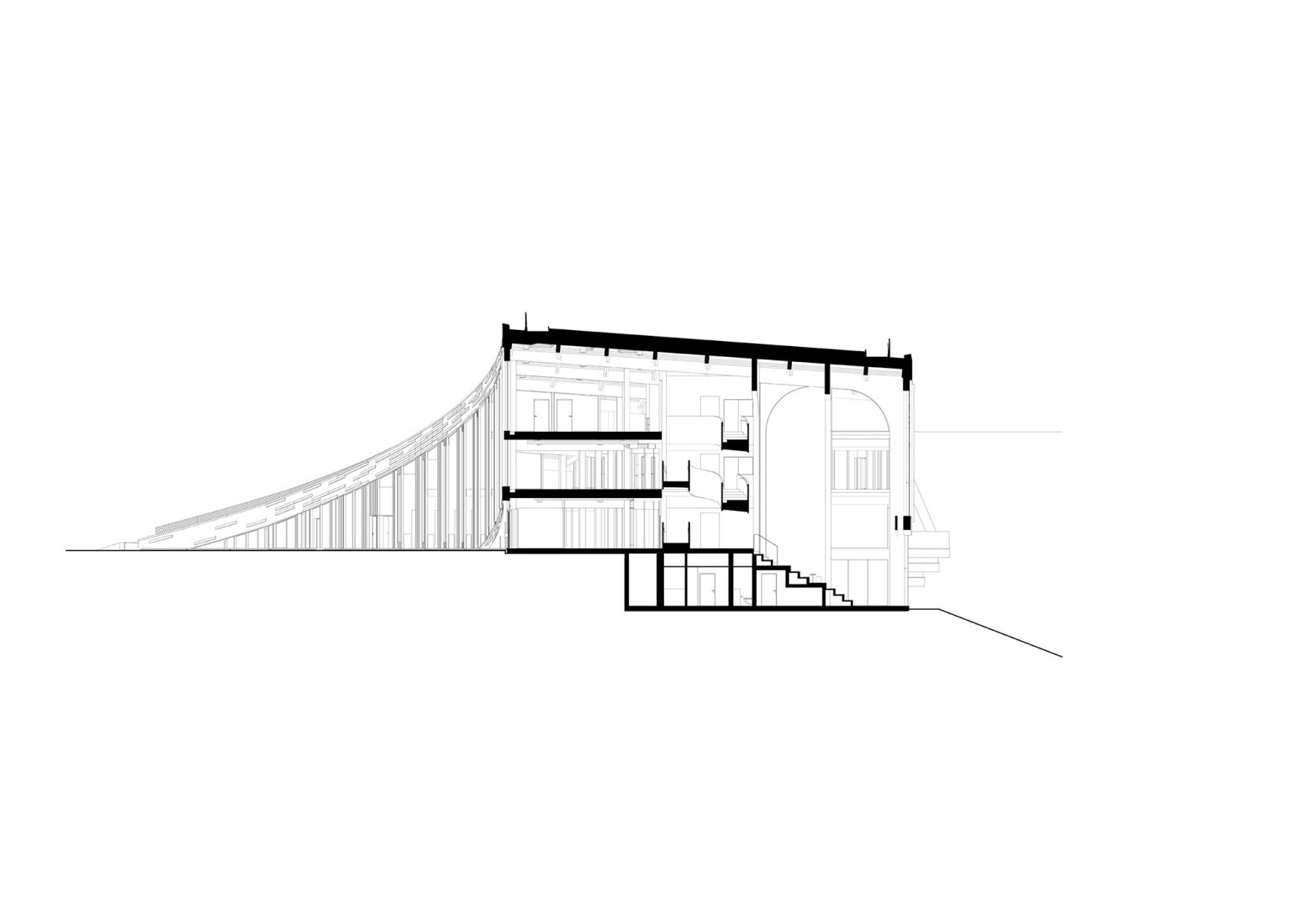 Sección. «Lakehouse Wendelstrand» por Snøhetta.
