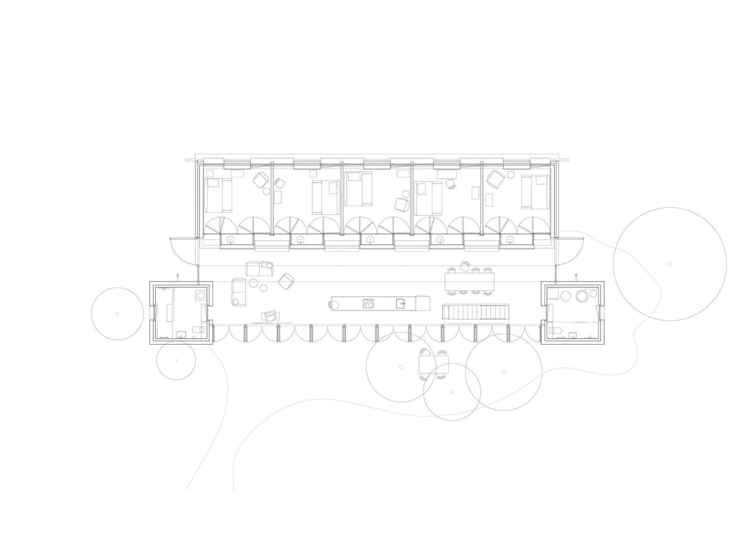 Plano de planta baja. Casa para cinco mujeres por TEN Studio.