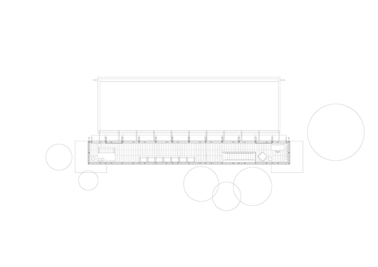 Plano de primera planta. Casa para cinco mujeres por TEN Studio.
