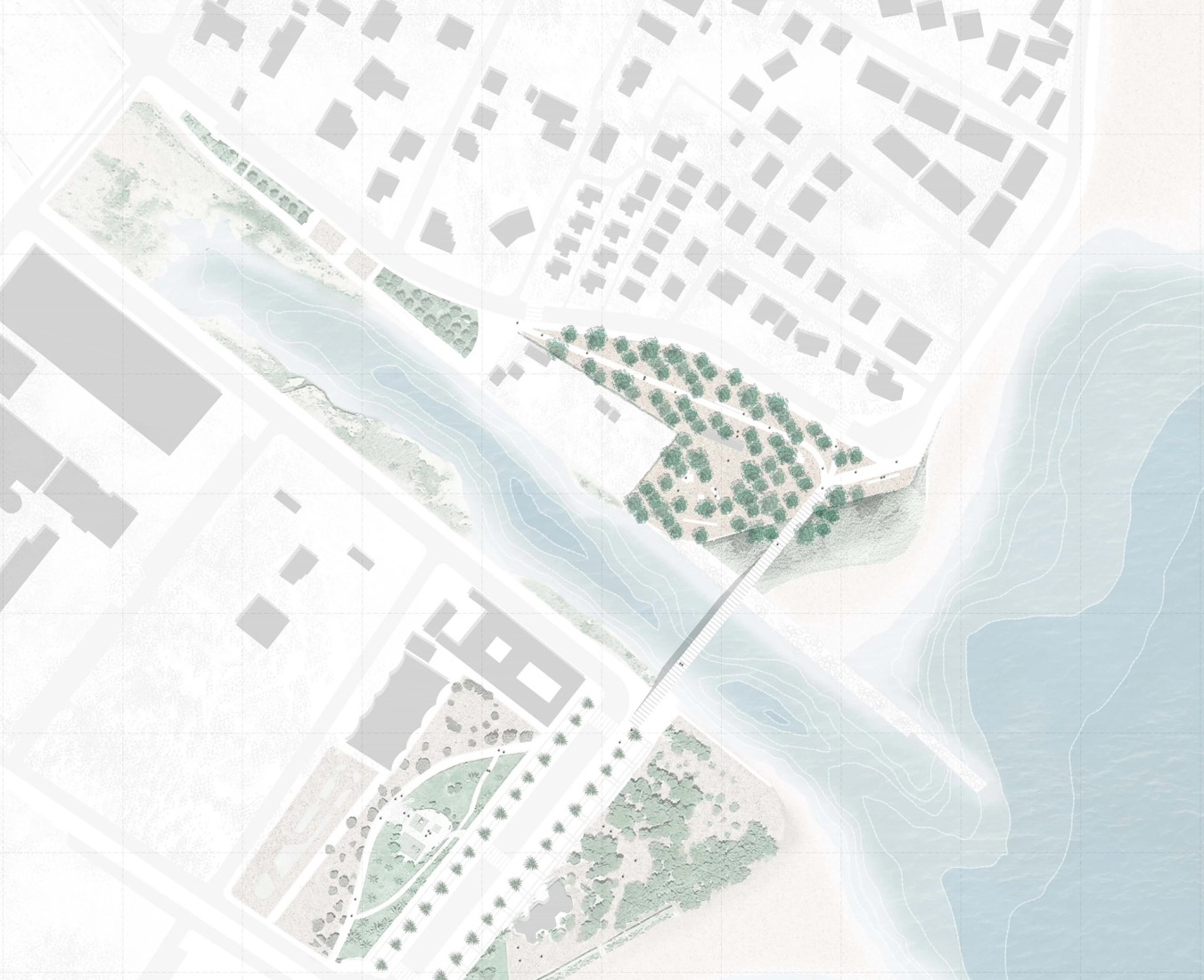 Plano de emplazamiento. Una línea sobre el Cervol por SBP Ingenieros + Burgos & Garrido Arquitectos.