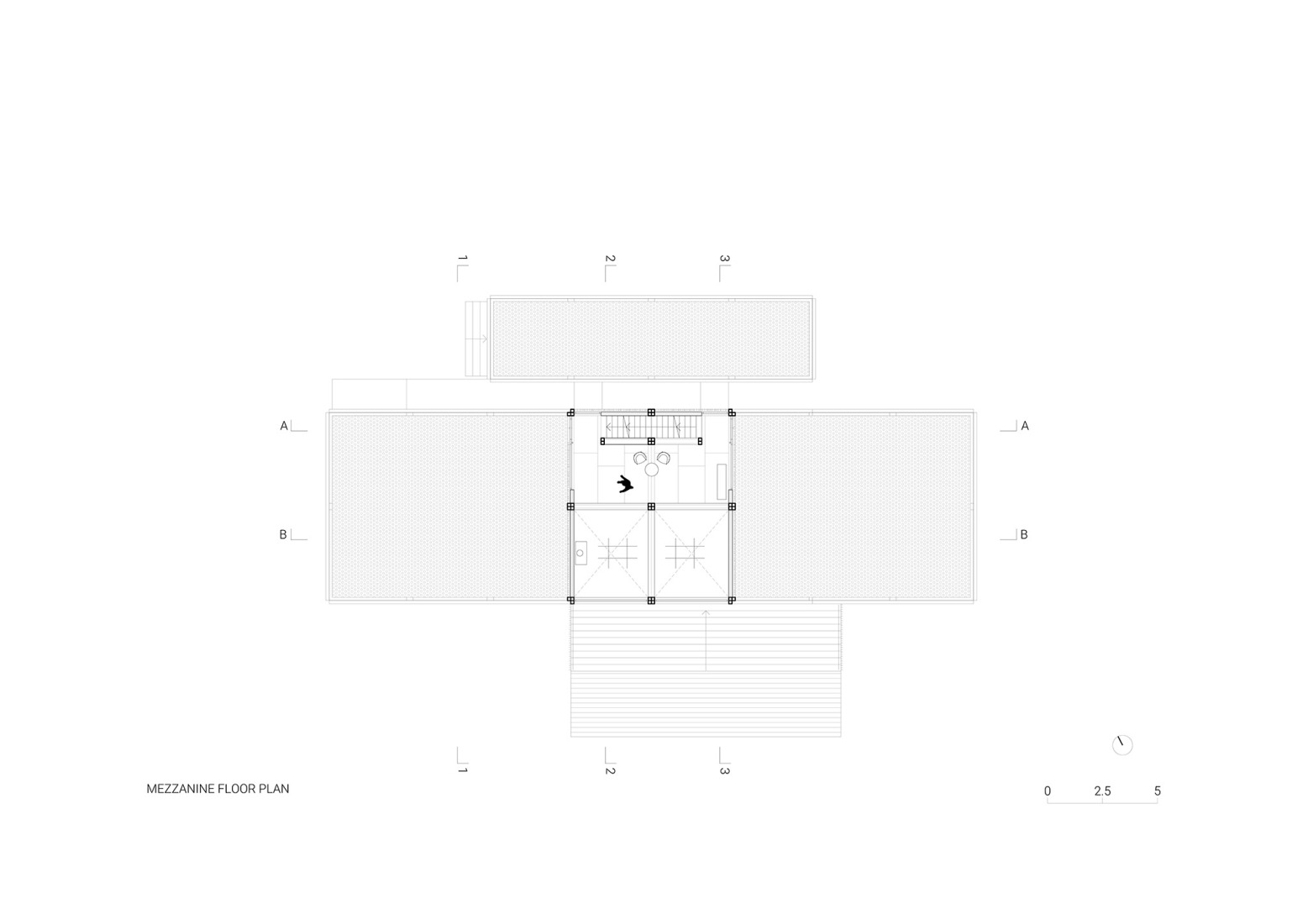Mezzanine floor plan. Discovery Bay House by Dekleva Gregoric Architects.