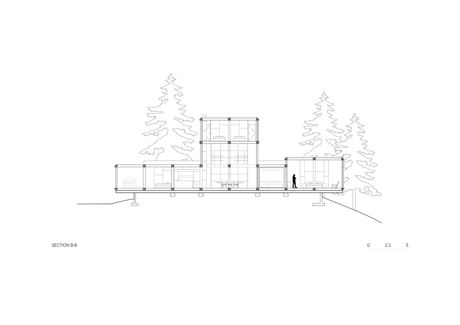 Section B-B. Discovery Bay House by Dekleva Gregoric Architects.