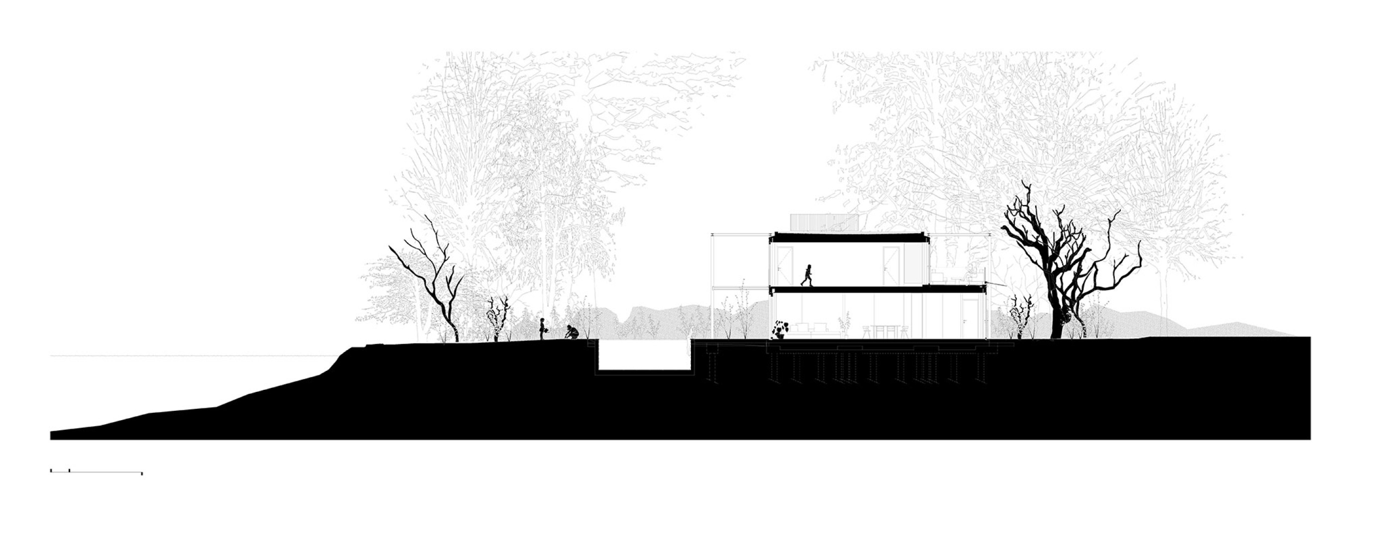 Section. Twin Holiday Home by építész stúdió.
