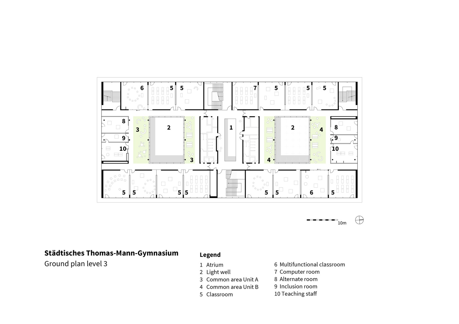 Third floor plan. Municipal Thomas Mann High School by h4a Gessert + Randecker Architekten.