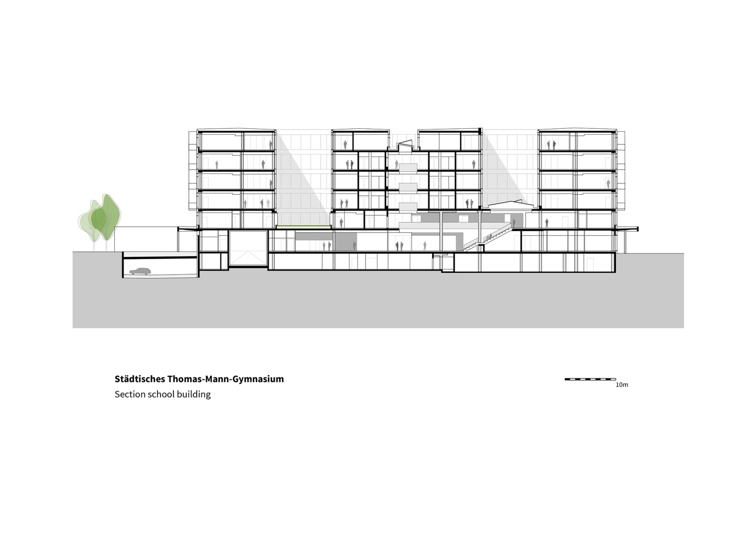 Section. Municipal Thomas Mann High School by h4a Gessert + Randecker Architekten.