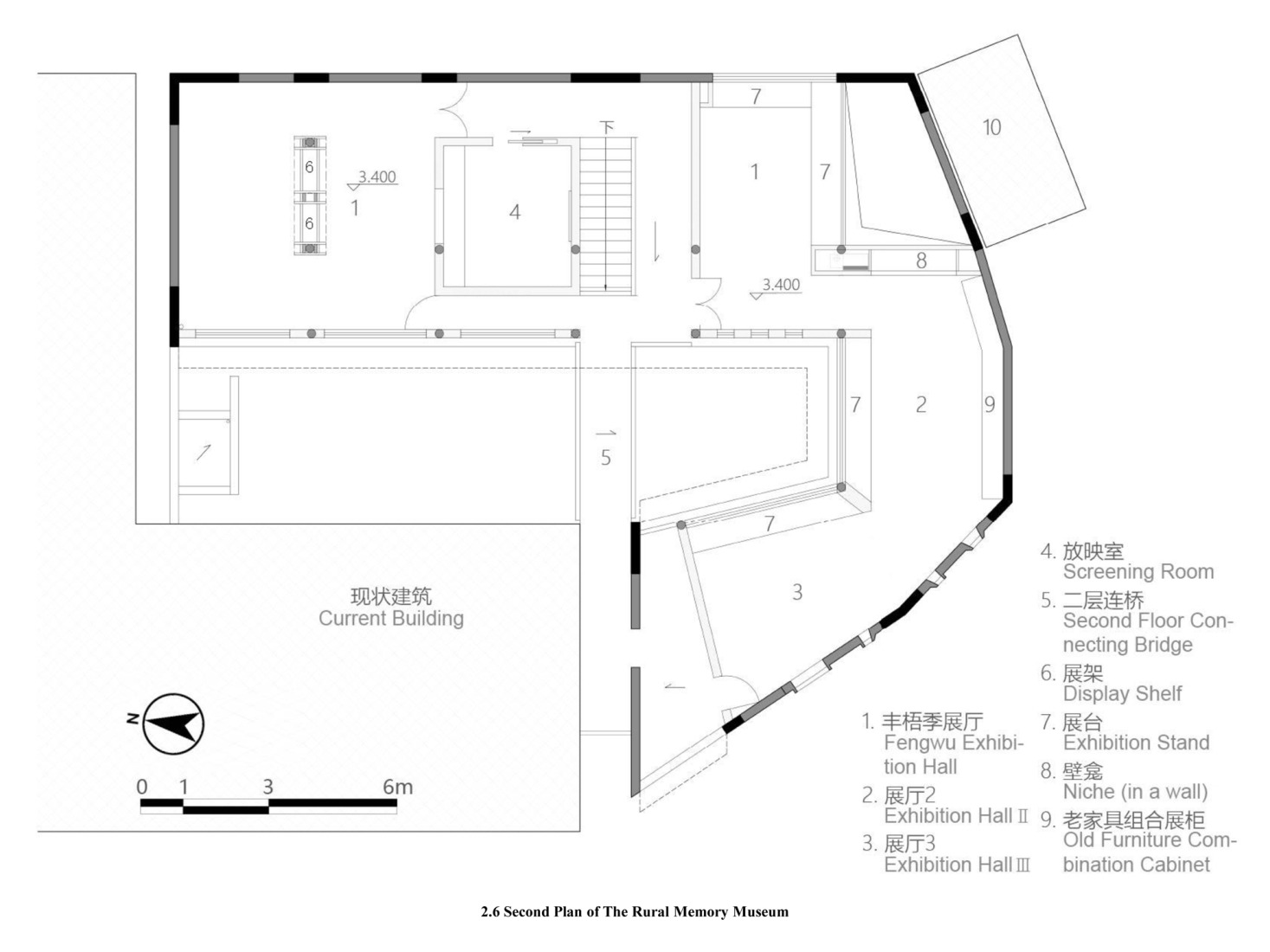 Second floor plan. FW JI· The Rural Memory Museum by IARA.