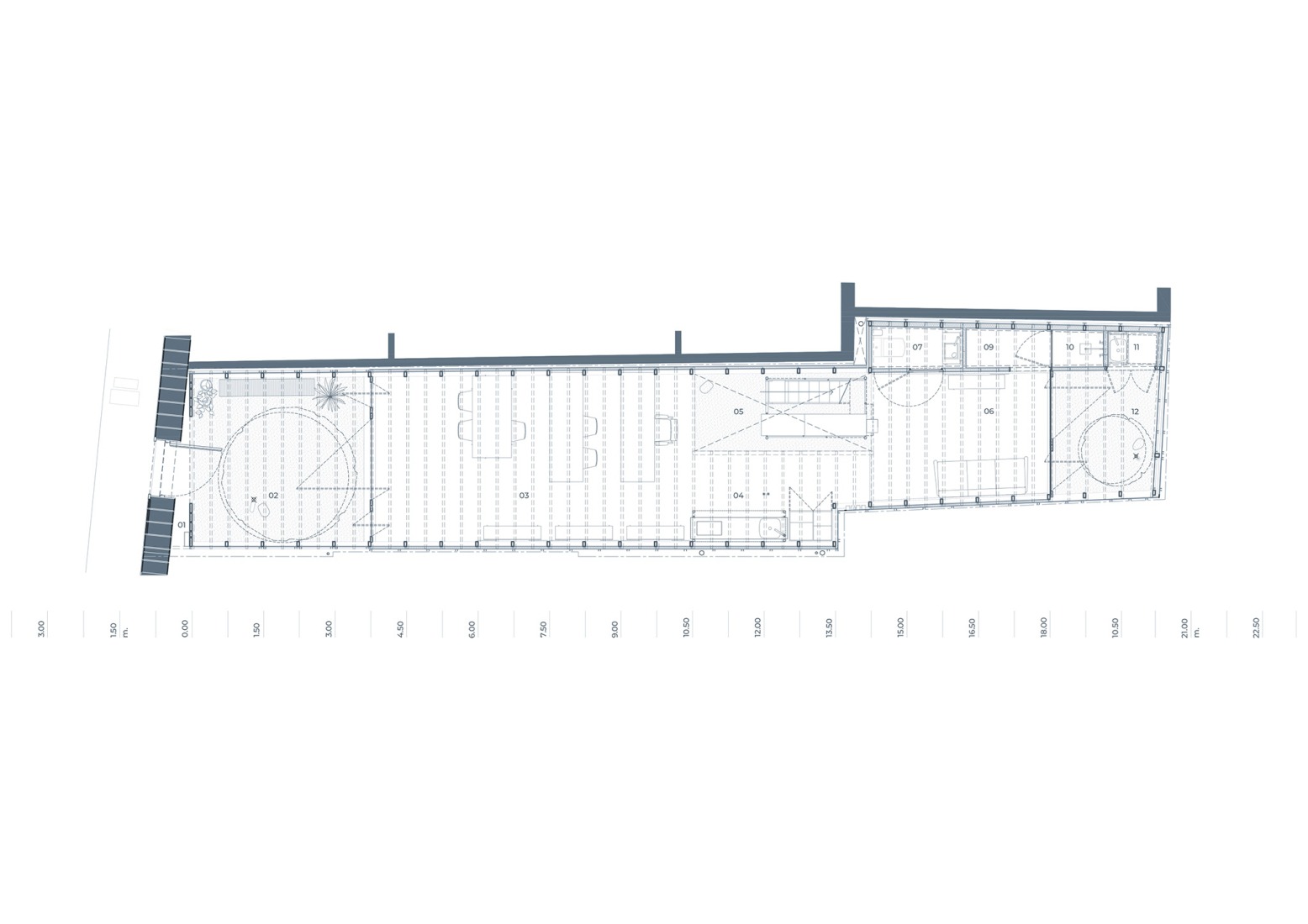 Plano de planta baja. Obra Habitada en Huayruro por Insitu.