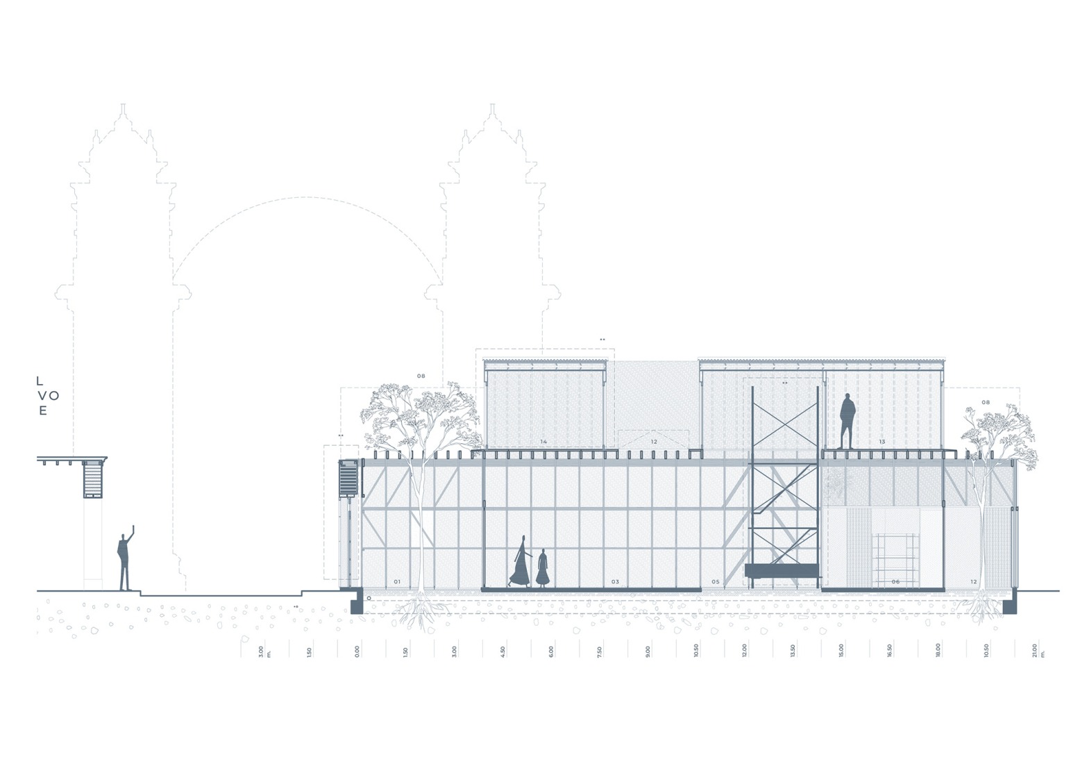 Sección. Obra Habitada en Huayruro por Insitu.