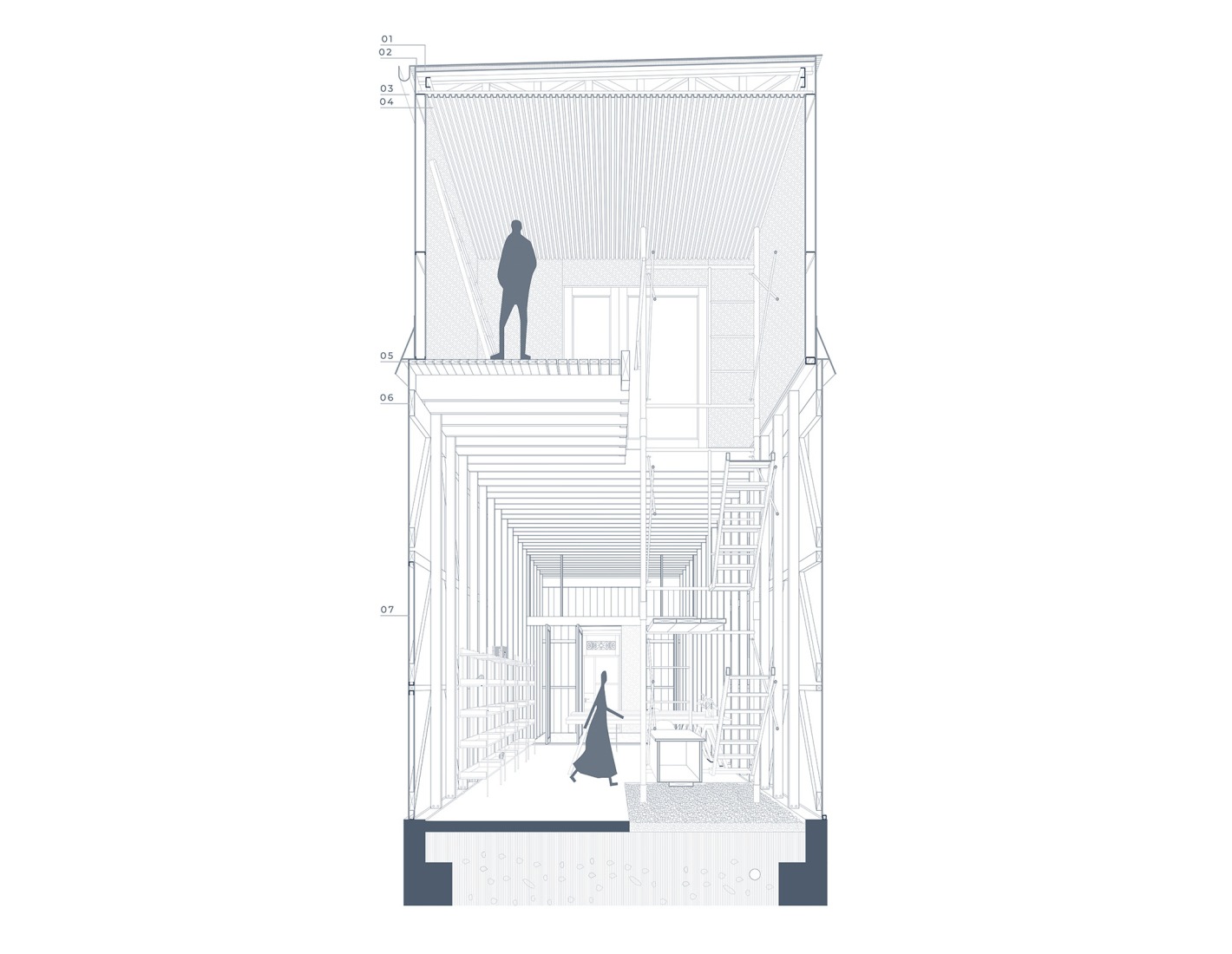 Sección. Obra Habitada en Huayruro por Insitu.