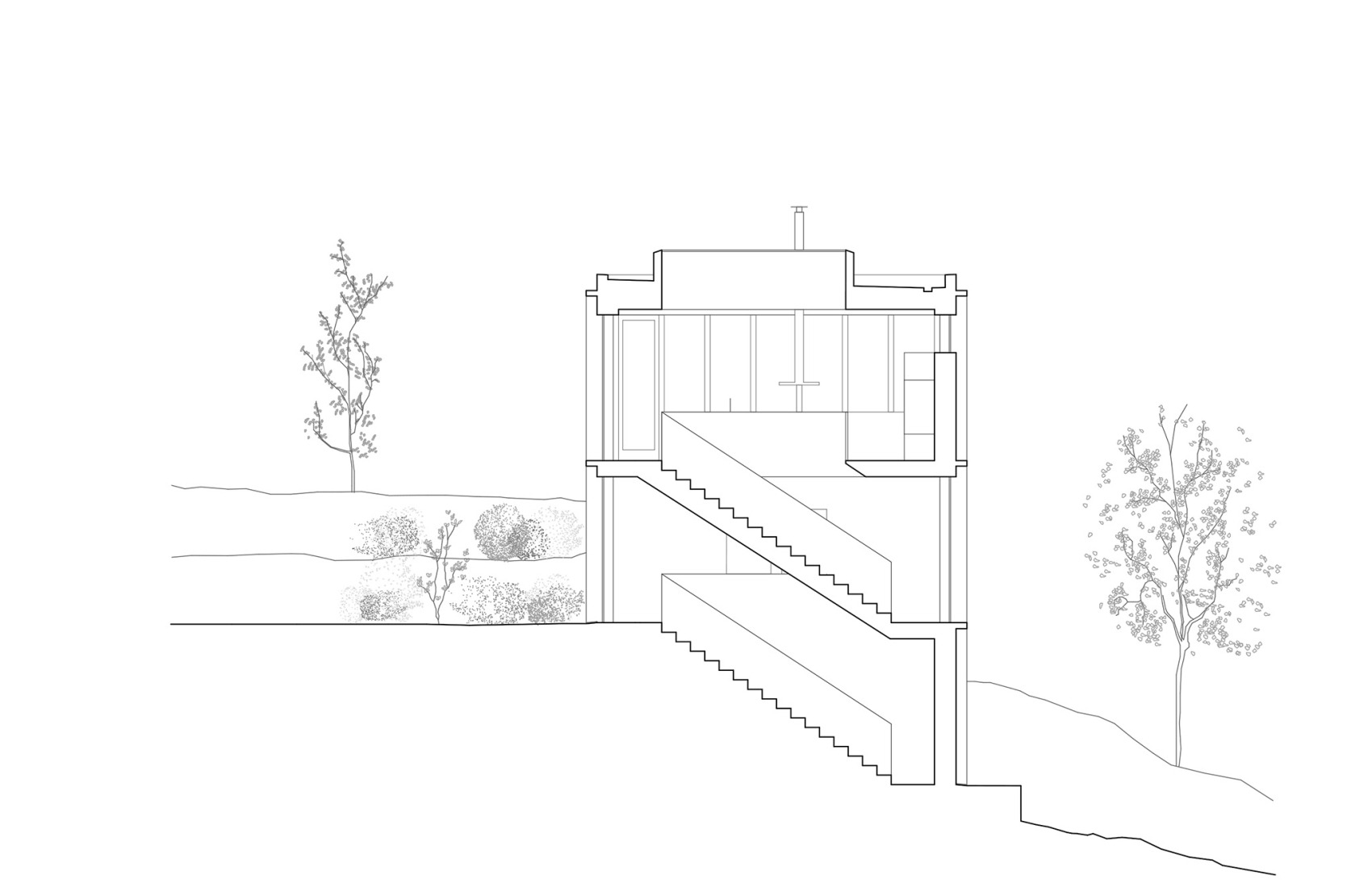 Section. Ravine House by Kolman Boye Architects.