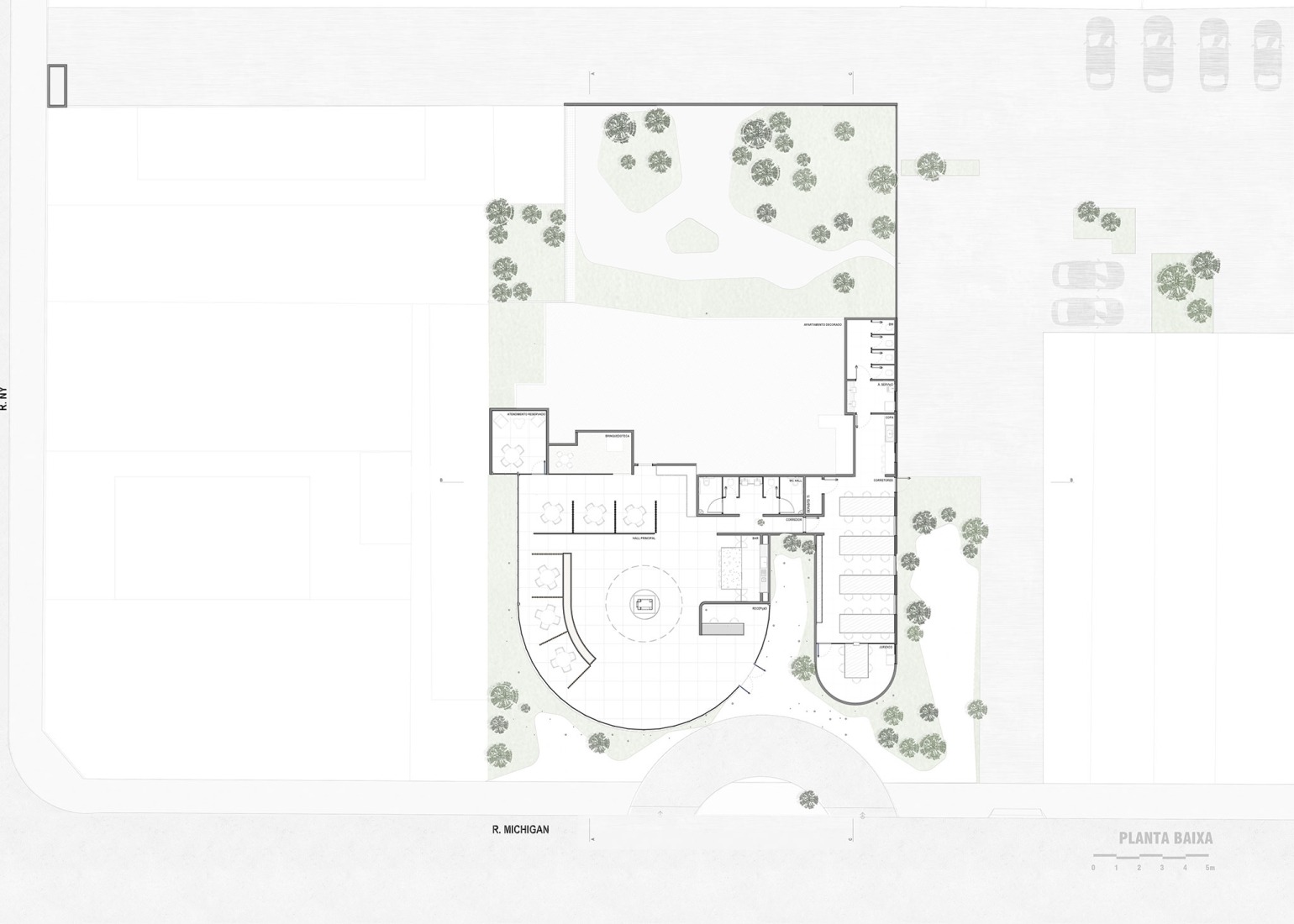 Plano de planta baja. Pabellón Tess por Leonardo Zanatta.