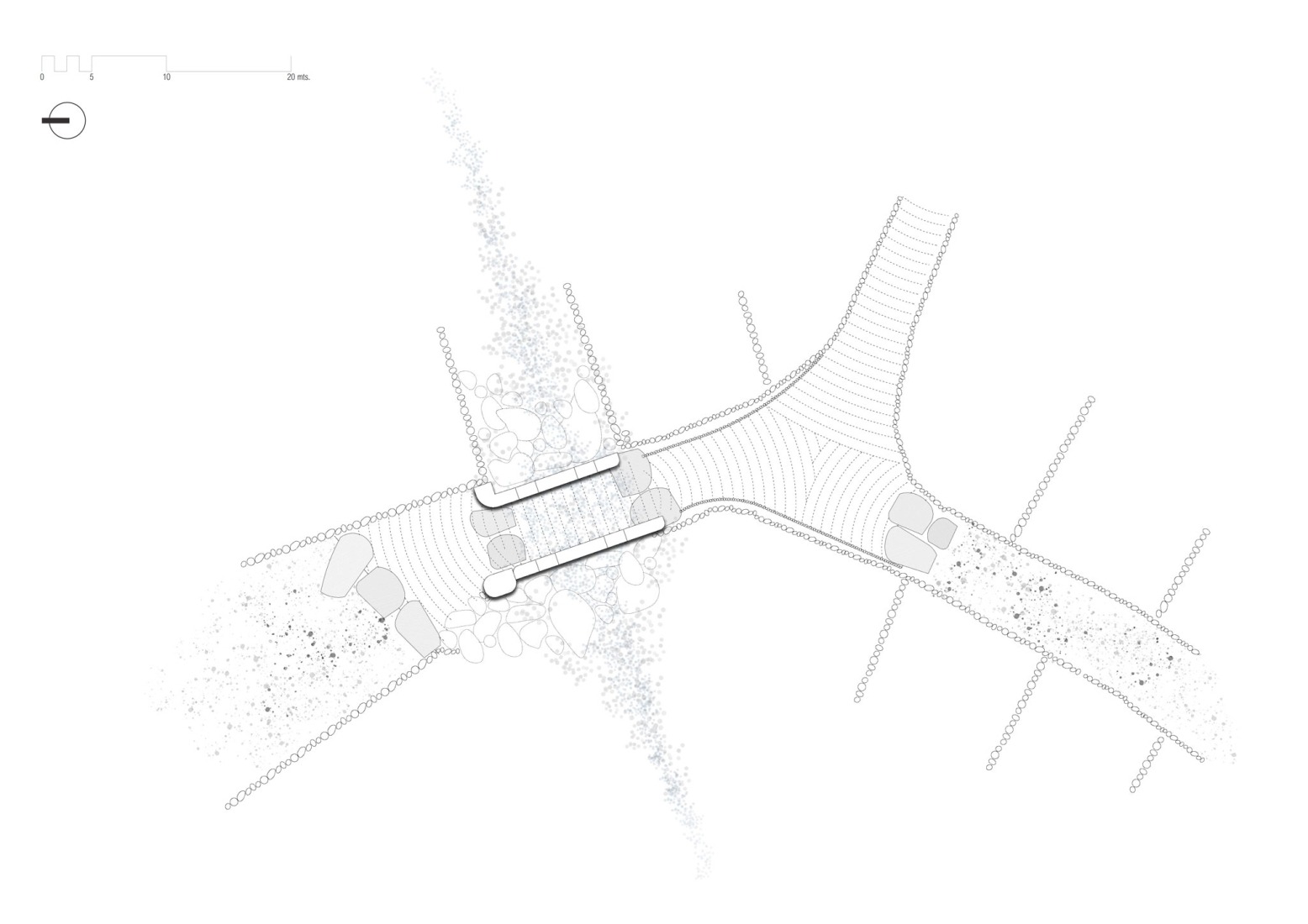 Plano de planta. Acondicionamiento del Puente del río Villar por María Fandiño Iglesias.