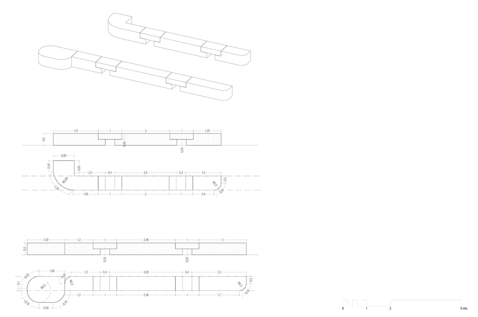 Detalle de pretil. Acondicionamiento del Puente del río Villar por María Fandiño Iglesias.