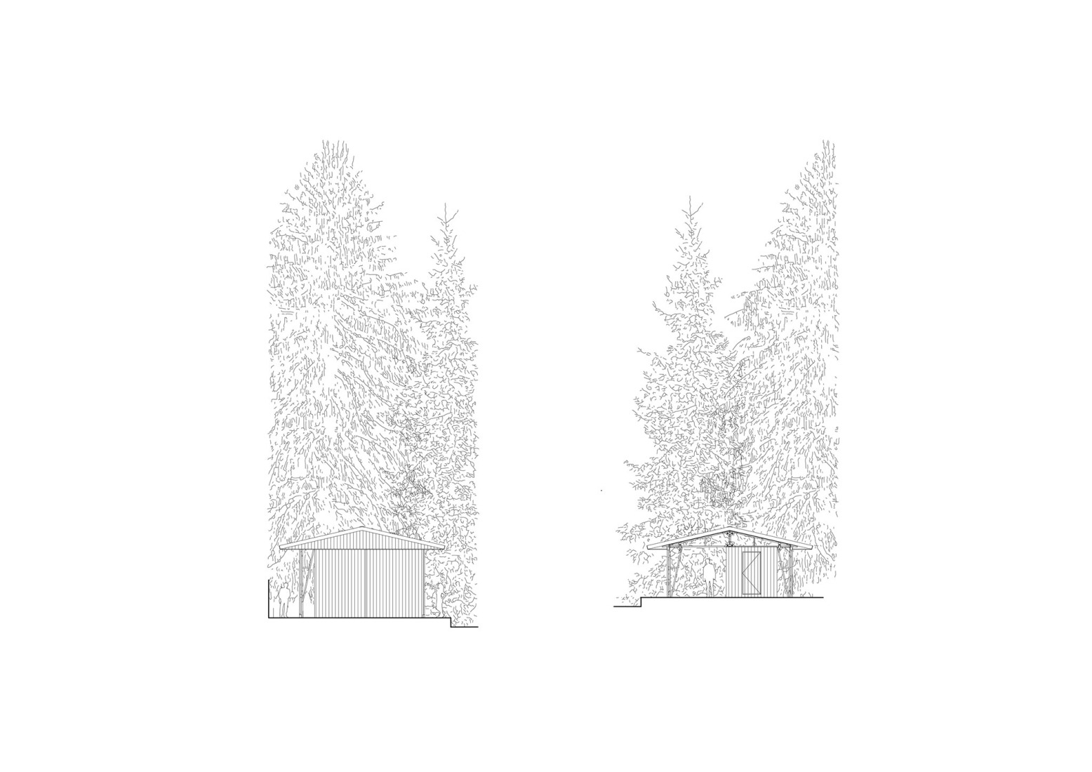 West / East elevation. Forest Pool by Mjölk architekti + Marie Vondráková.