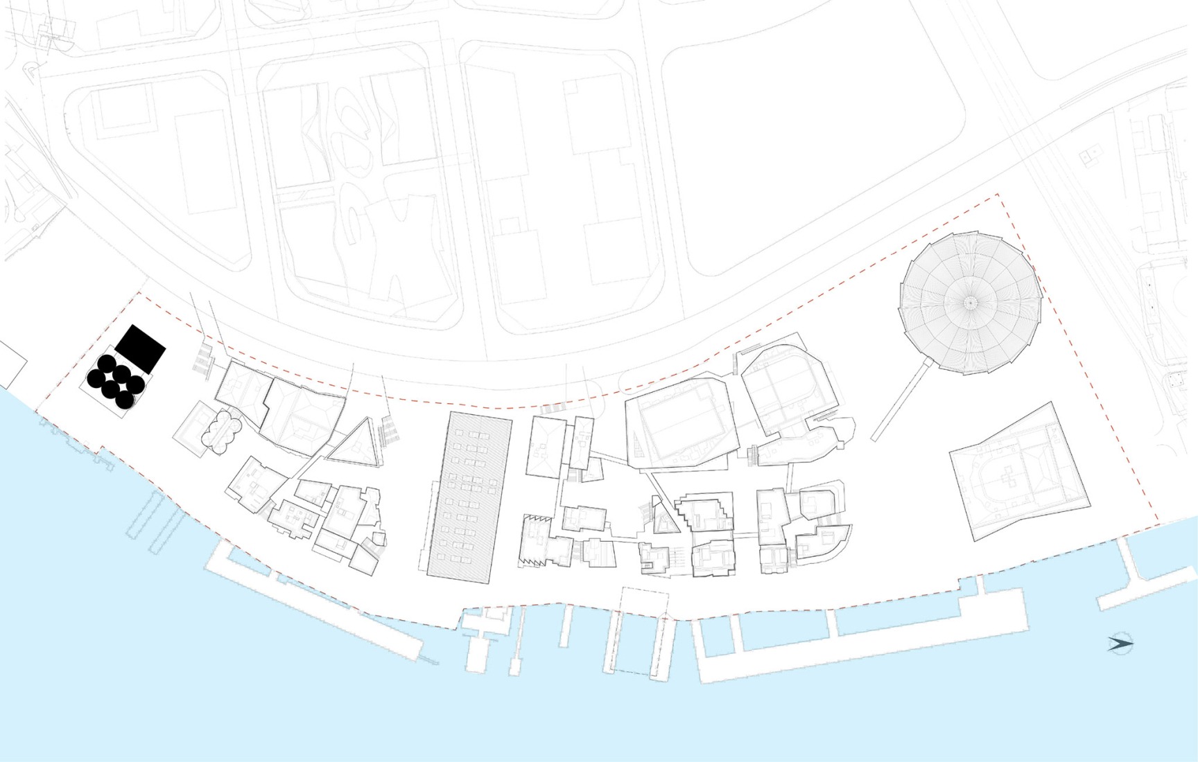 Plano de situación. GATE M West Bund Dream Center por MVRDV.