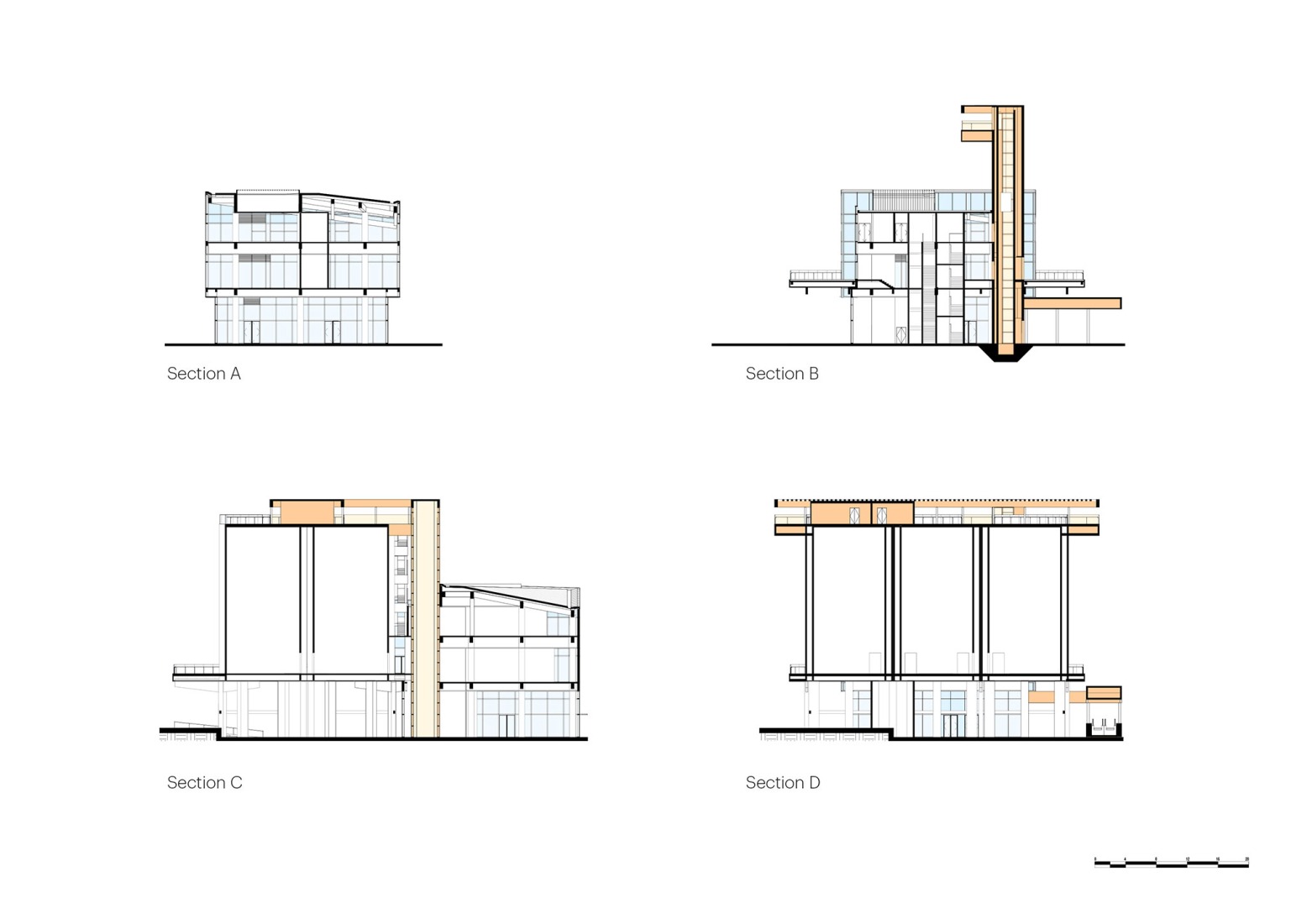 Secciones. GATE M West Bund Dream Center por MVRDV.