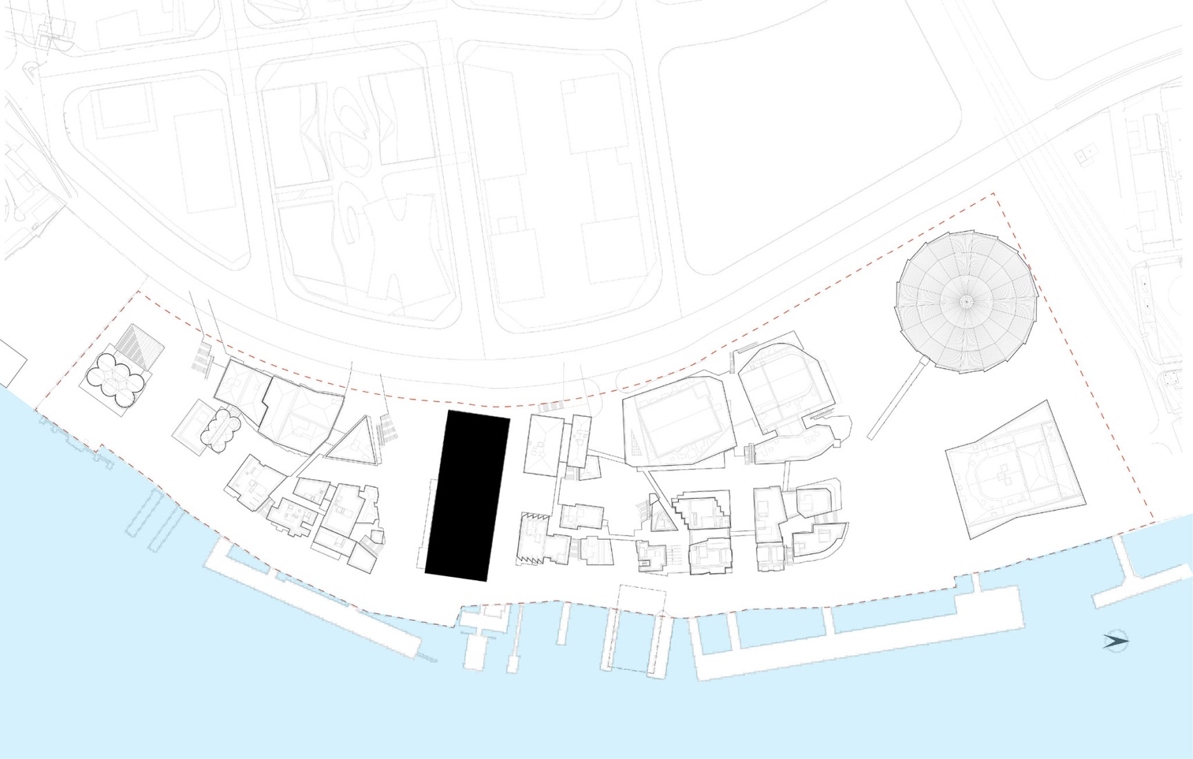 Plano de situación. GATE M West Bund Dream Center por MVRDV.