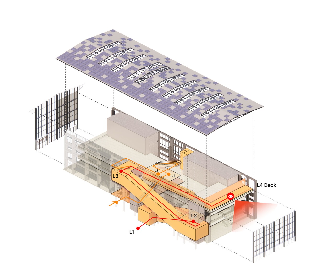 Axonometría. GATE M West Bund Dream Center por MVRDV.