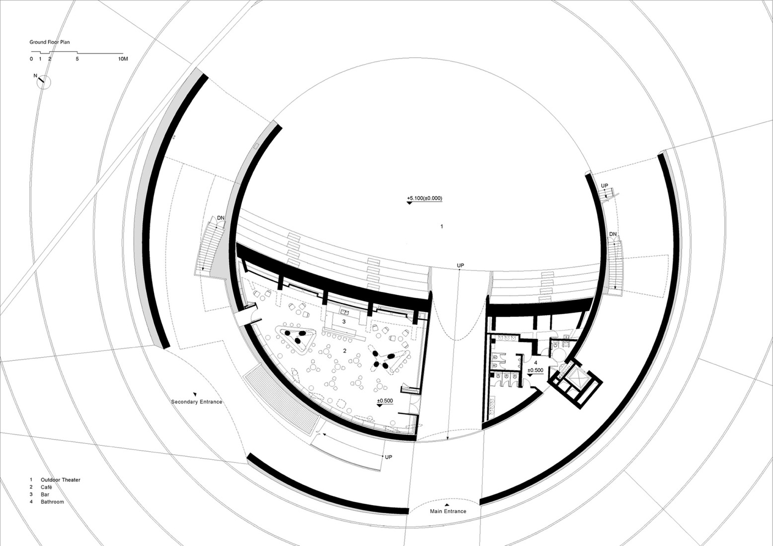 Ground floor plan. Sun Tower by OPEN Architecture.
