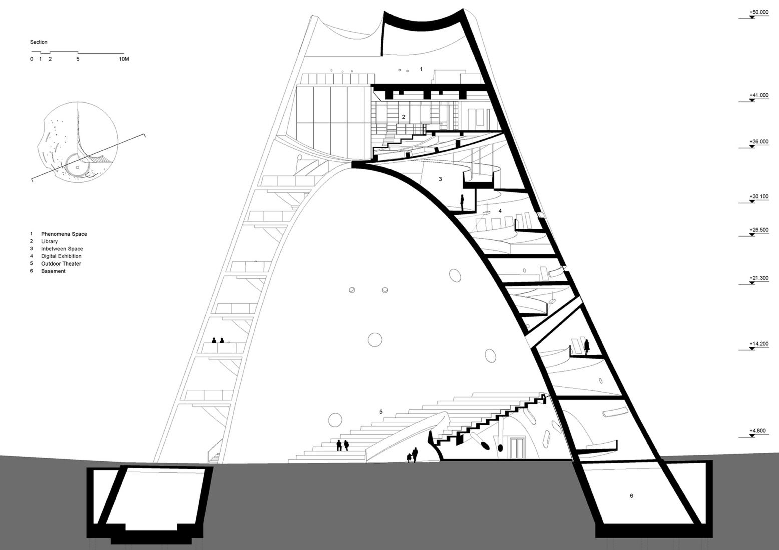Section. Sun Tower by OPEN Architecture.
