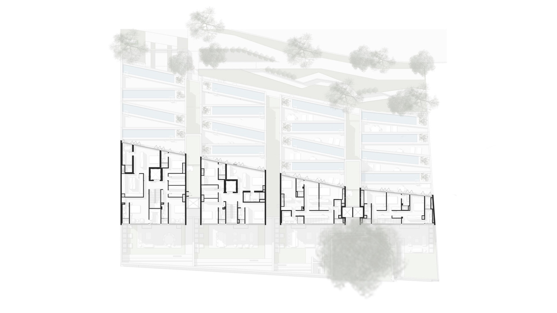 Plano de planta cuarta. Cap. 1 Três Figueiras por OSPA Arquitetura e Urbanismo.