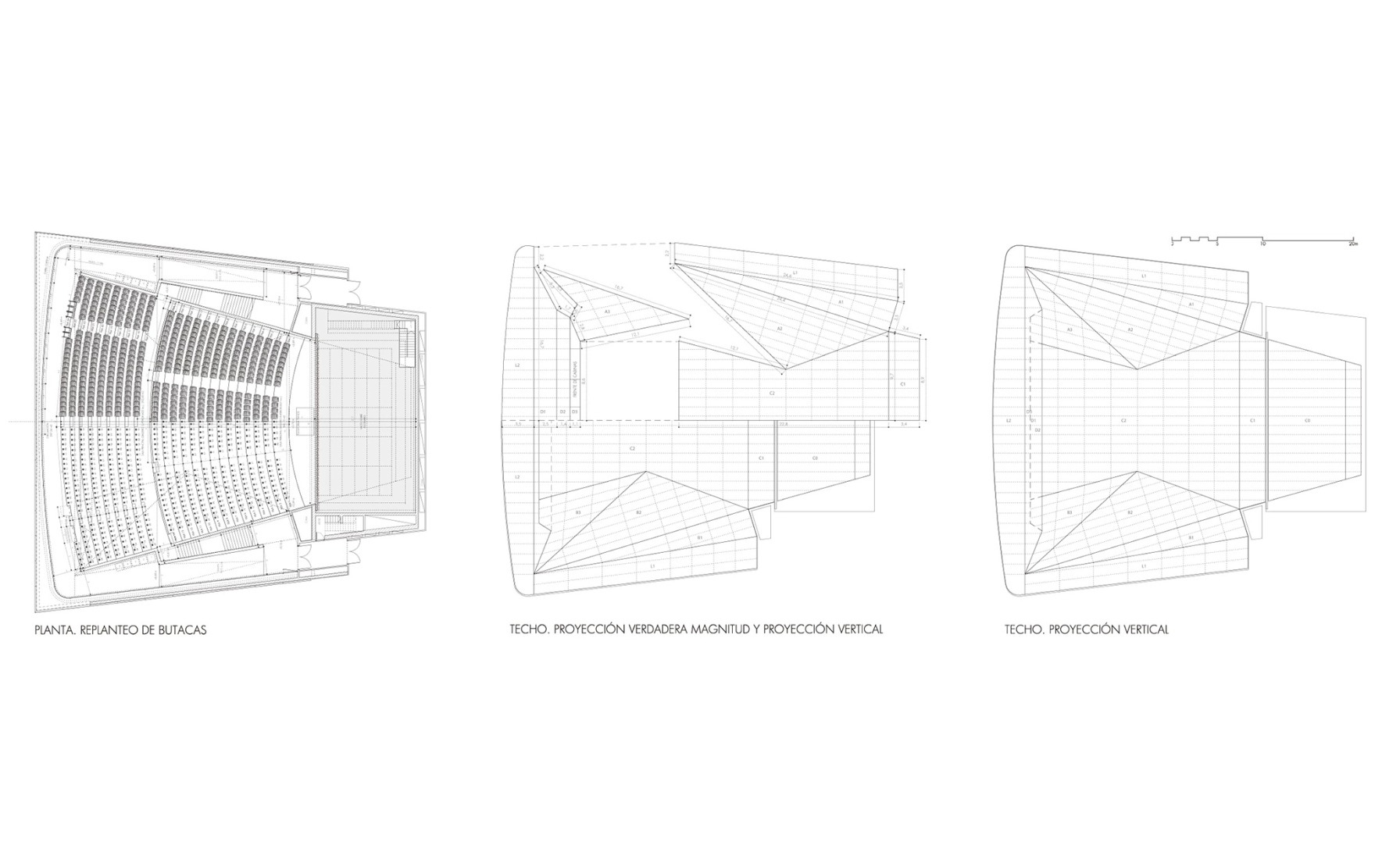 Setting out plans. Lugo Auditorium by Paredes Pedrosa.