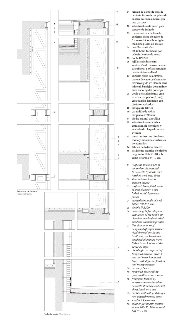 Constructive sections. Lugo Auditorium by Paredes Pedrosa.