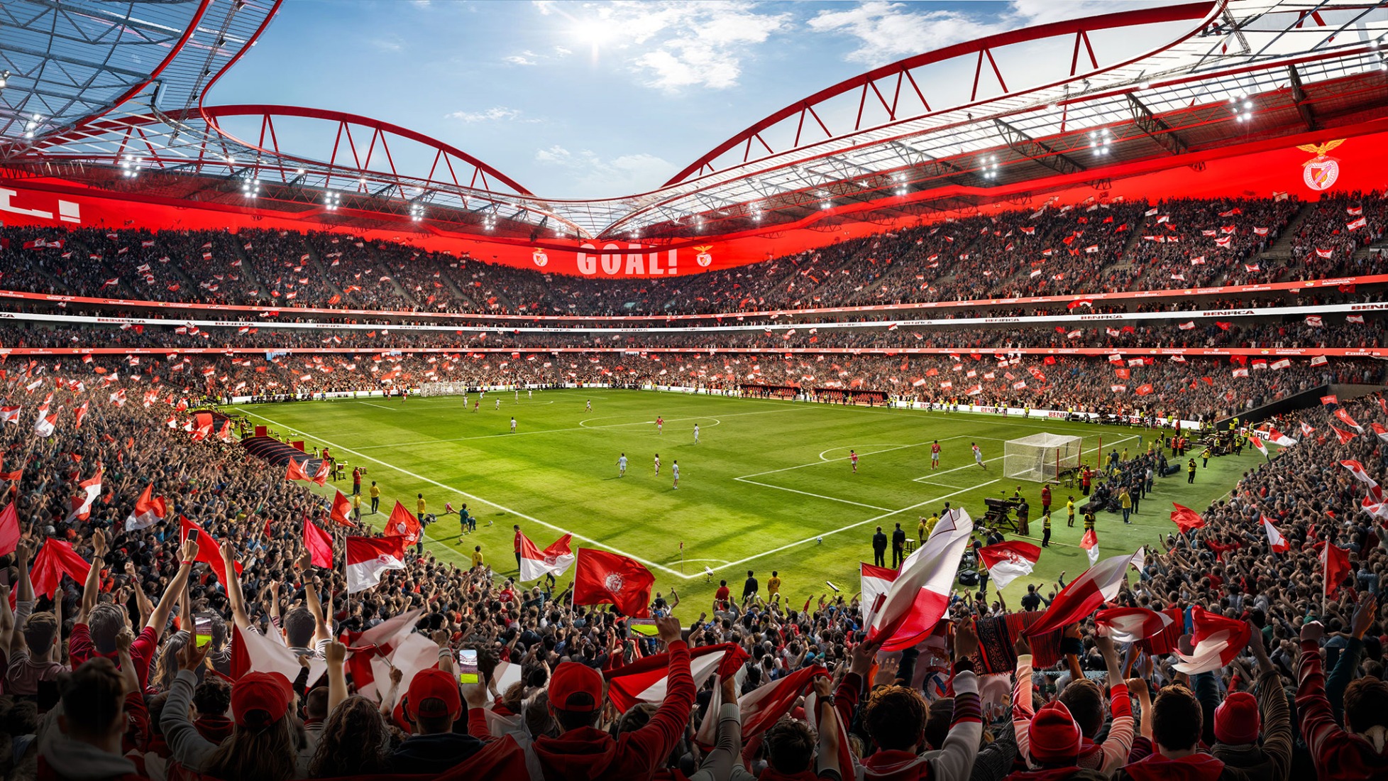 Master plan for the Estádio da Luz of S.L. Benfica by Populous and Saraiva + Associados. Rendering courtesy by Populous.