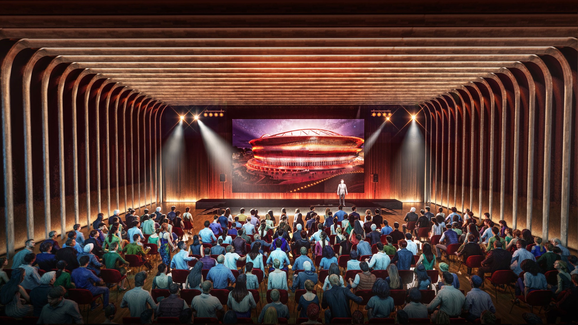 Master plan for the Estádio da Luz of S.L. Benfica by Populous and Saraiva + Associados. Rendering courtesy by Populous.