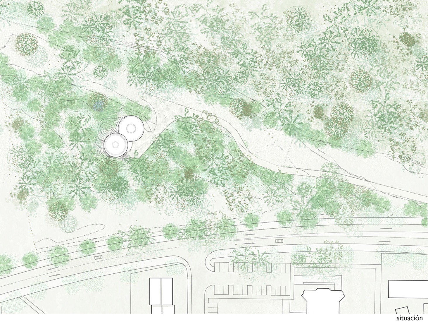 Site plan. Bird and mammal refuge and water reservoir by Amann-Canovas-Maruri + Adelino Magalhaes.