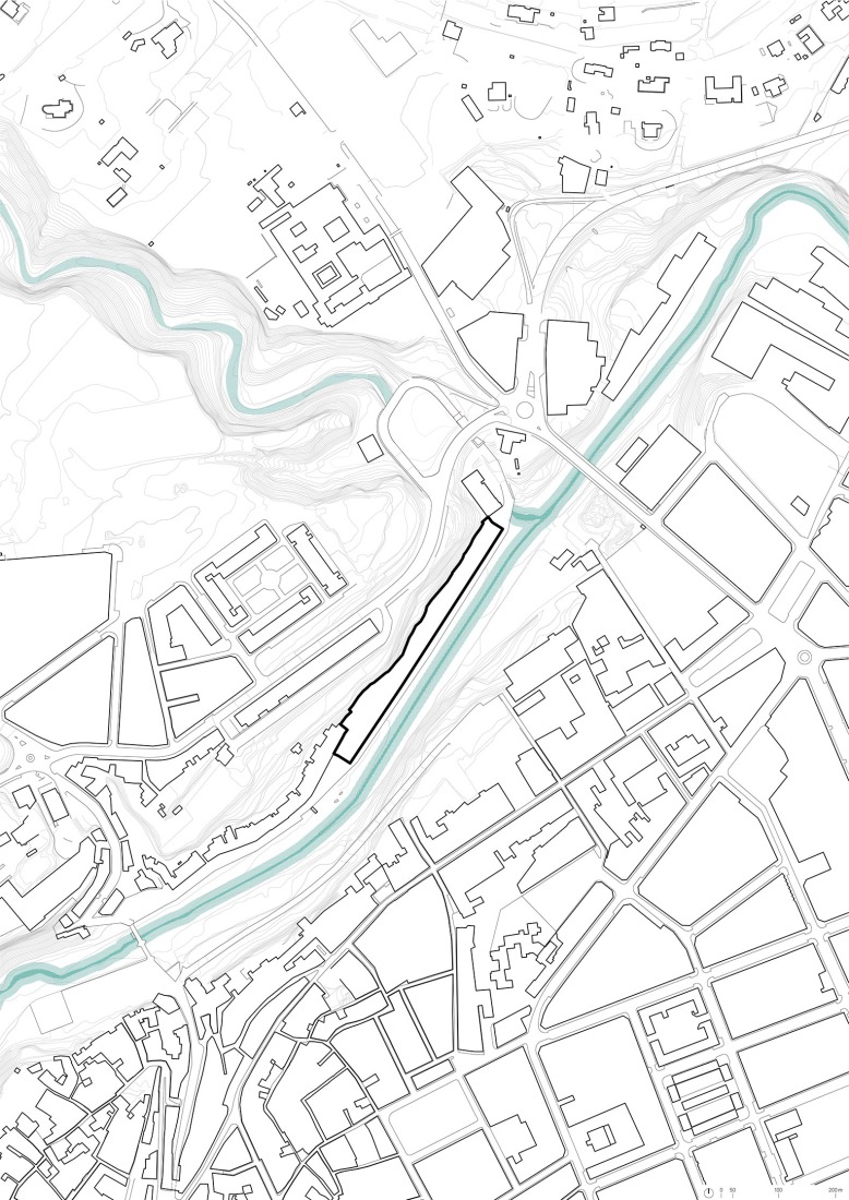 Plano de situación. Parque de «Les Mamàs Belgues» por Síntesi Arquitectes Sari Calatayud y Rafa Mira.