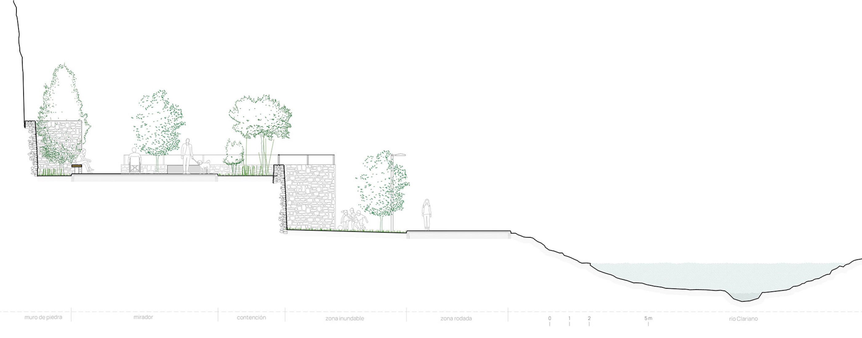 Sección por el mirador. Parque de «Les Mamàs Belgues» por Síntesi Arquitectes Sari Calatayud y Rafa Mira.