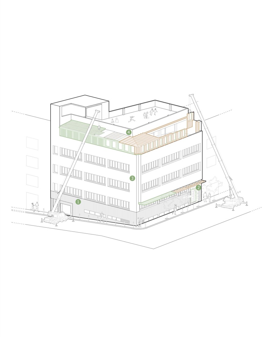 Axonometry. Santa Eulàlia School by SAU Taller d´Arquitectura. Axonometry. Santa Eulàlia School by SAU Taller d´Arquitectura.