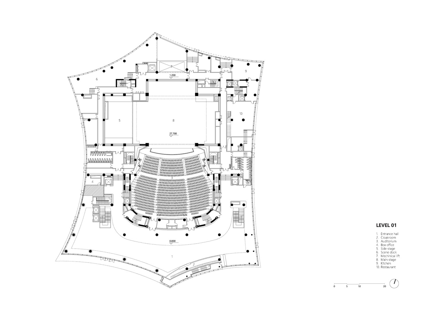 Plano de planta baja. Gran Teatro del West Bund por Schmidt Hammer Lassen Architects.