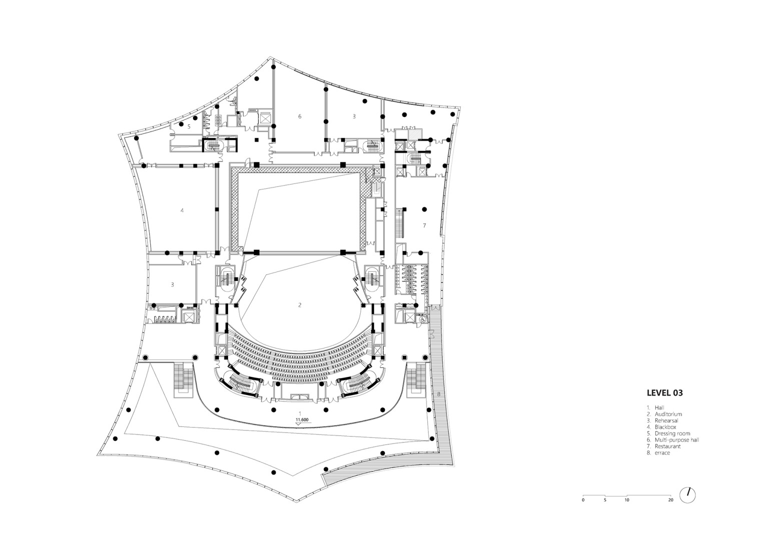 Plano de primera planta. Gran Teatro del West Bund por Schmidt Hammer Lassen Architects.