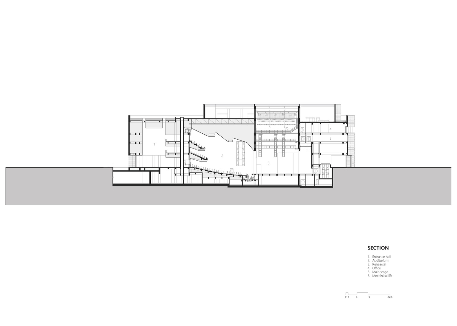 Sección. Gran Teatro del West Bund por Schmidt Hammer Lassen Architects.