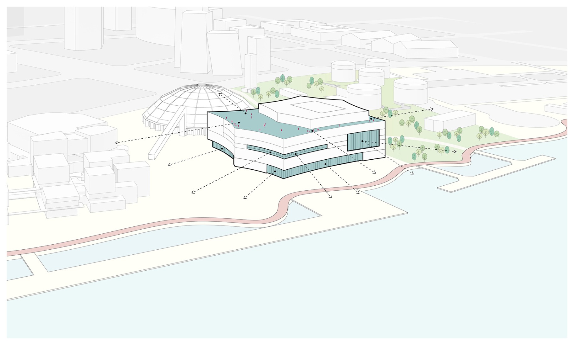 Diagrama axonométrico. Gran Teatro del West Bund por Schmidt Hammer Lassen Architects.