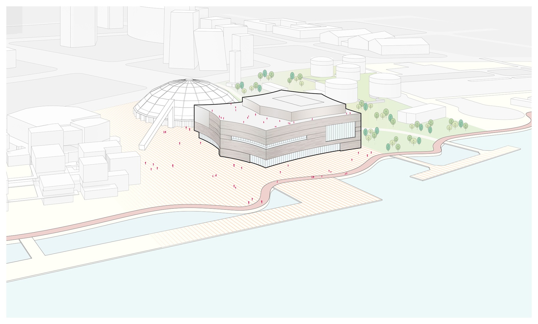 Diagrama axonométrico. Gran Teatro del West Bund por Schmidt Hammer Lassen Architects.