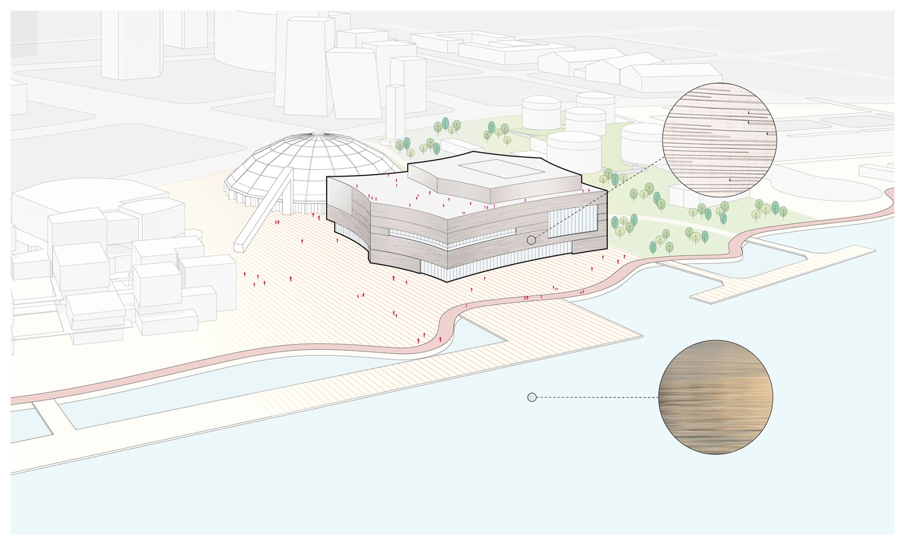 Diagrama axonométrico. Gran Teatro del West Bund por Schmidt Hammer Lassen Architects.