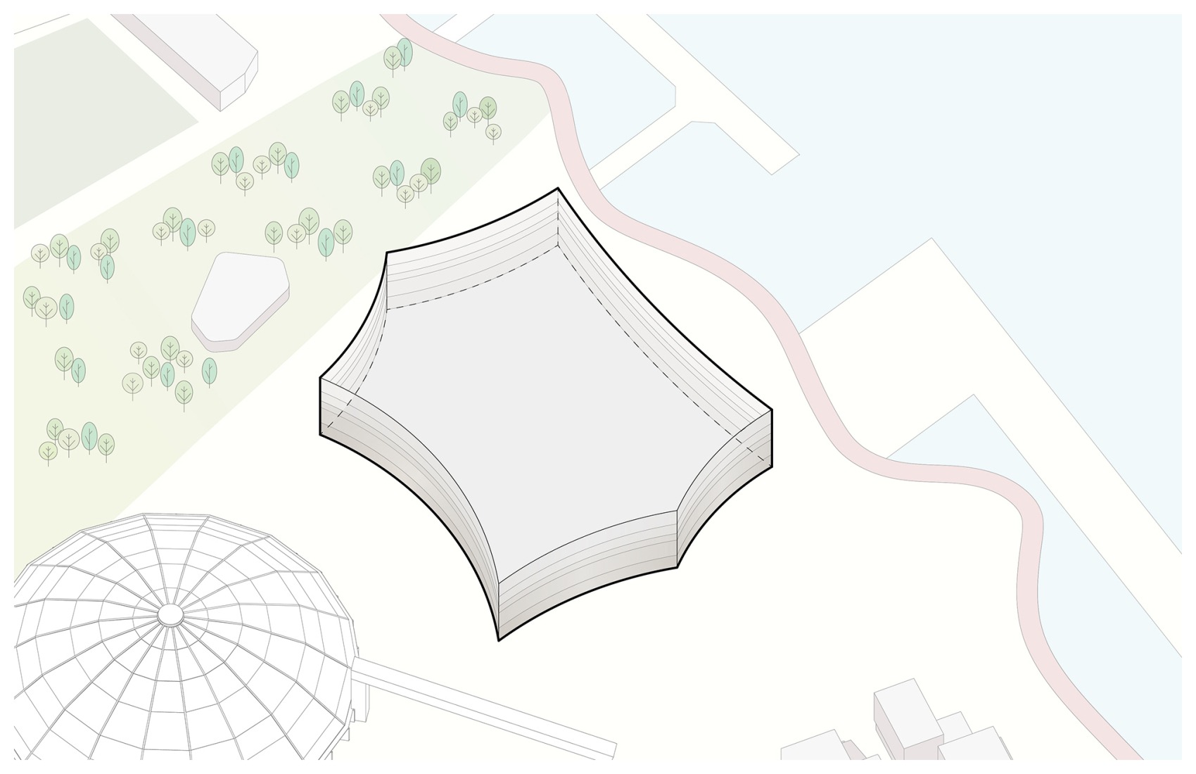 Diagrama axonométrico. Gran Teatro del West Bund por Schmidt Hammer Lassen Architects.