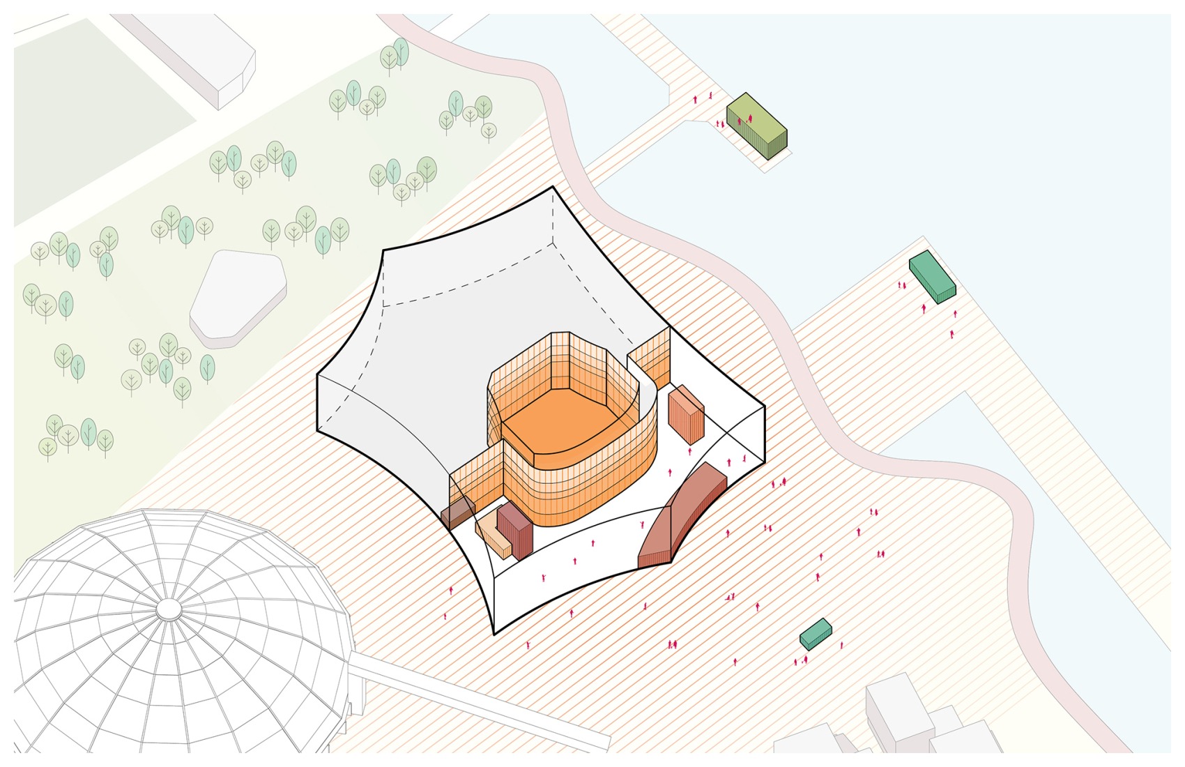 Diagrama axonométrico. Gran Teatro del West Bund por Schmidt Hammer Lassen Architects.