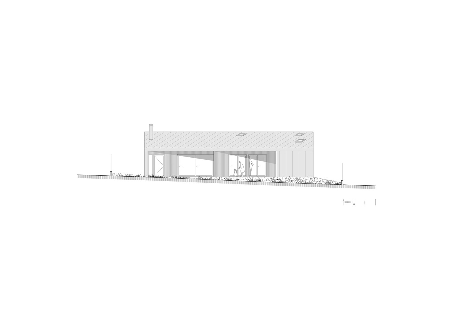 Alzado principal. Vivienda unifamiliar en Sada por Trespes.arquitectos.