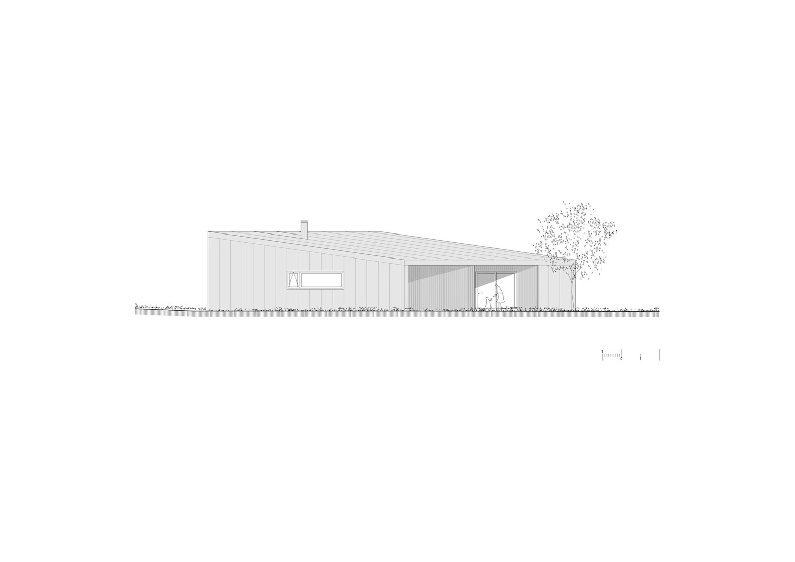 Alzado lateral. Vivienda unifamiliar en Sada por Trespes.arquitectos.