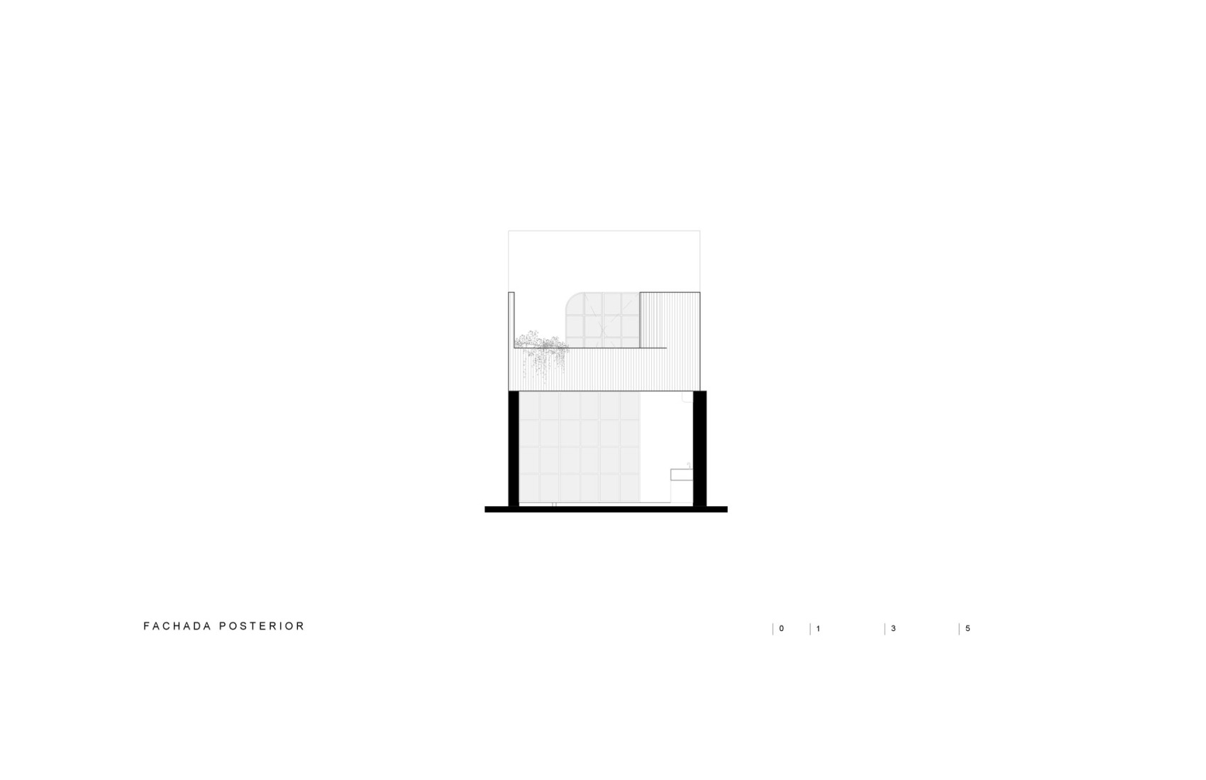 Alzado posterior. Vistalcielo por Veinte Diezz Arquitectos.