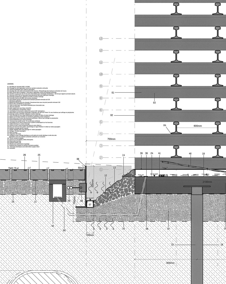 Detail. The Rails of Memory by Blaising Borchardt Studio. 