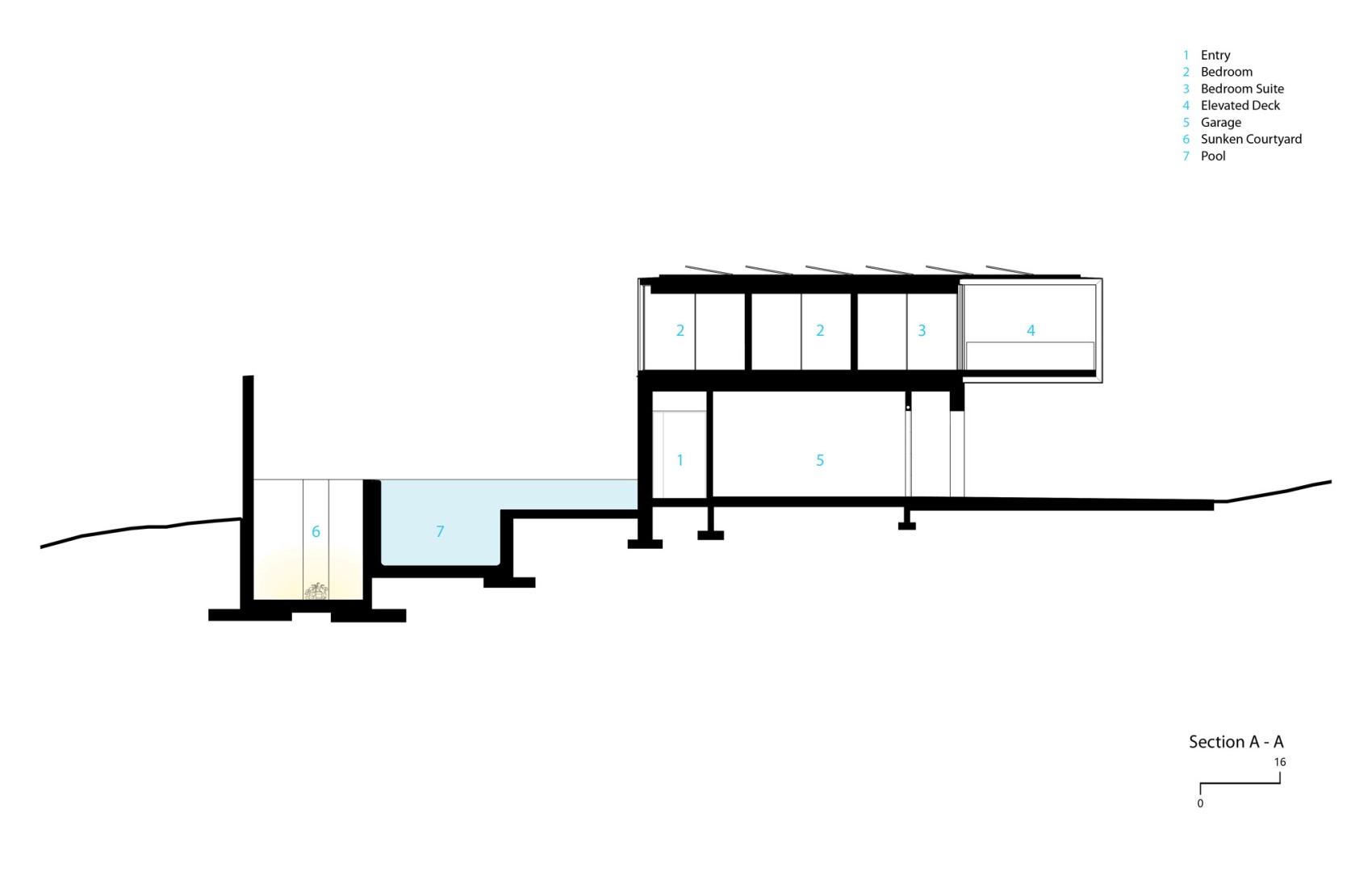 Sección. Casa Red Rock por Faulkner Architects.