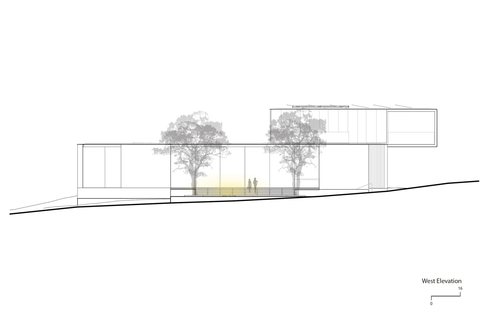 Alzado oeste. Casa Red Rock por Faulkner Architects.
