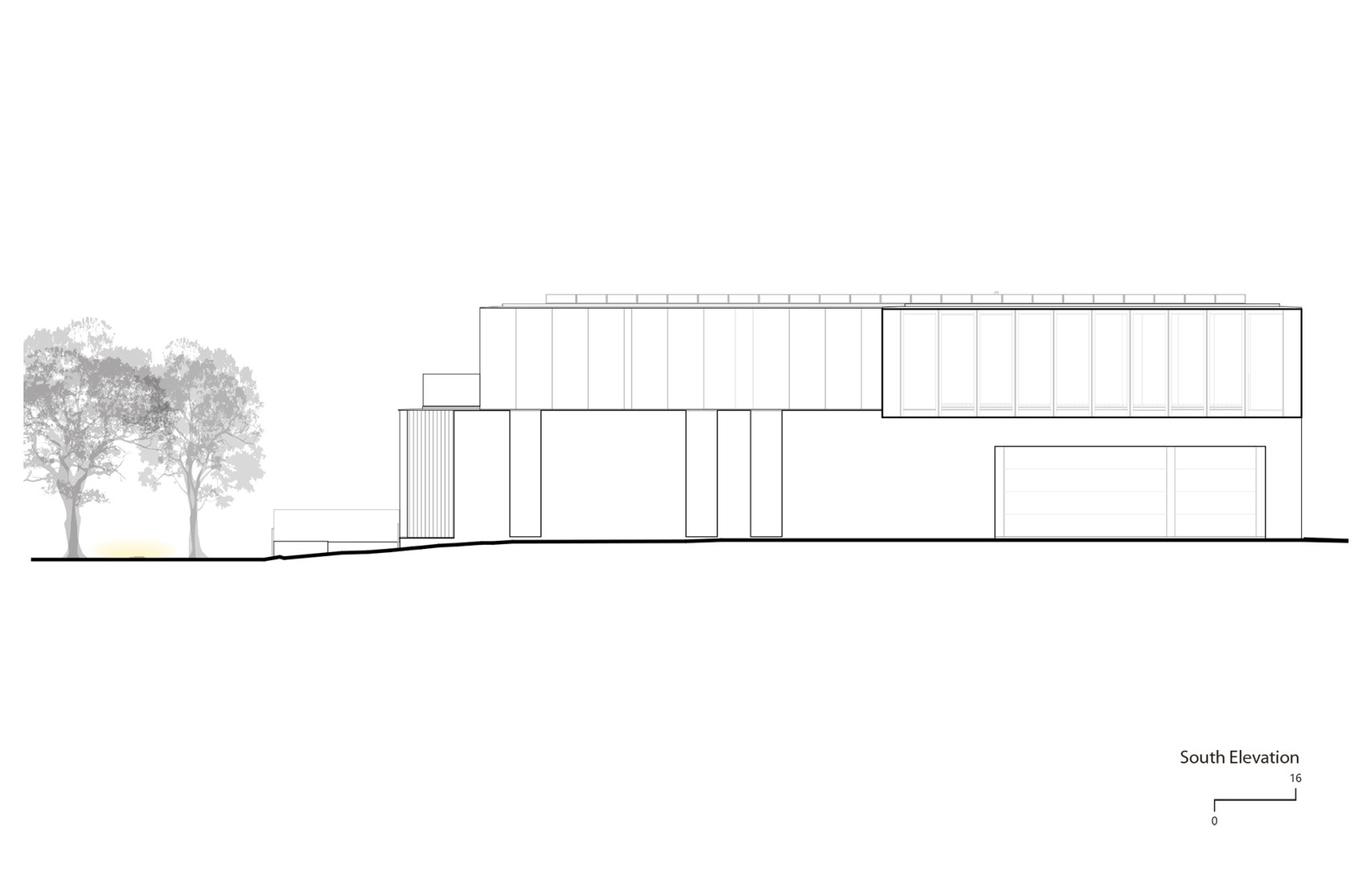 Alzado sur. Casa Red Rock por Faulkner Architects.
