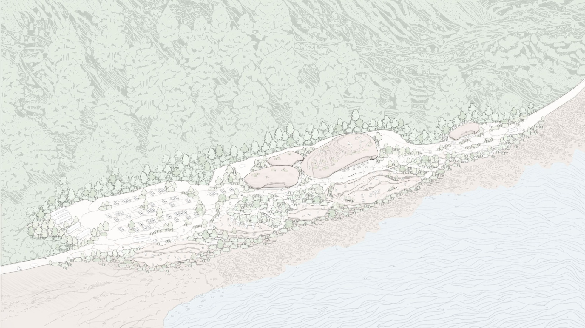 Master plan axonometric. Nature Rocks by MVRDV.