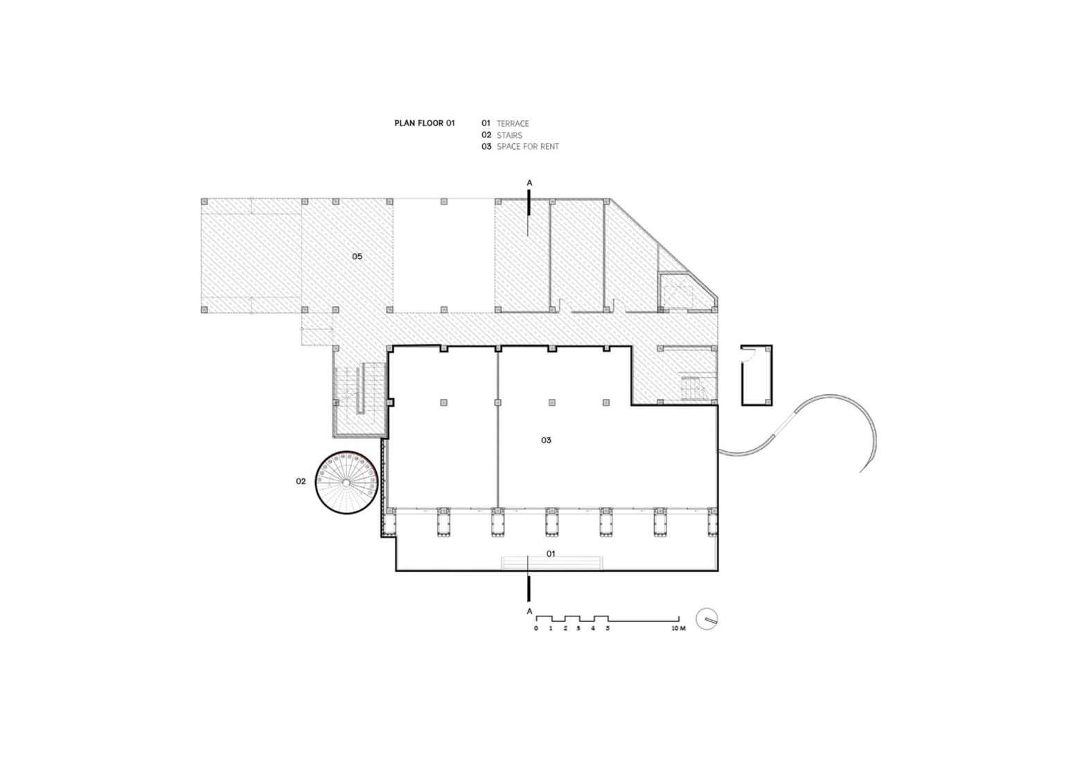 Plano de primera planta. Rehabilitación del Centro de Estudiantes Bautistas por PHTAA. 